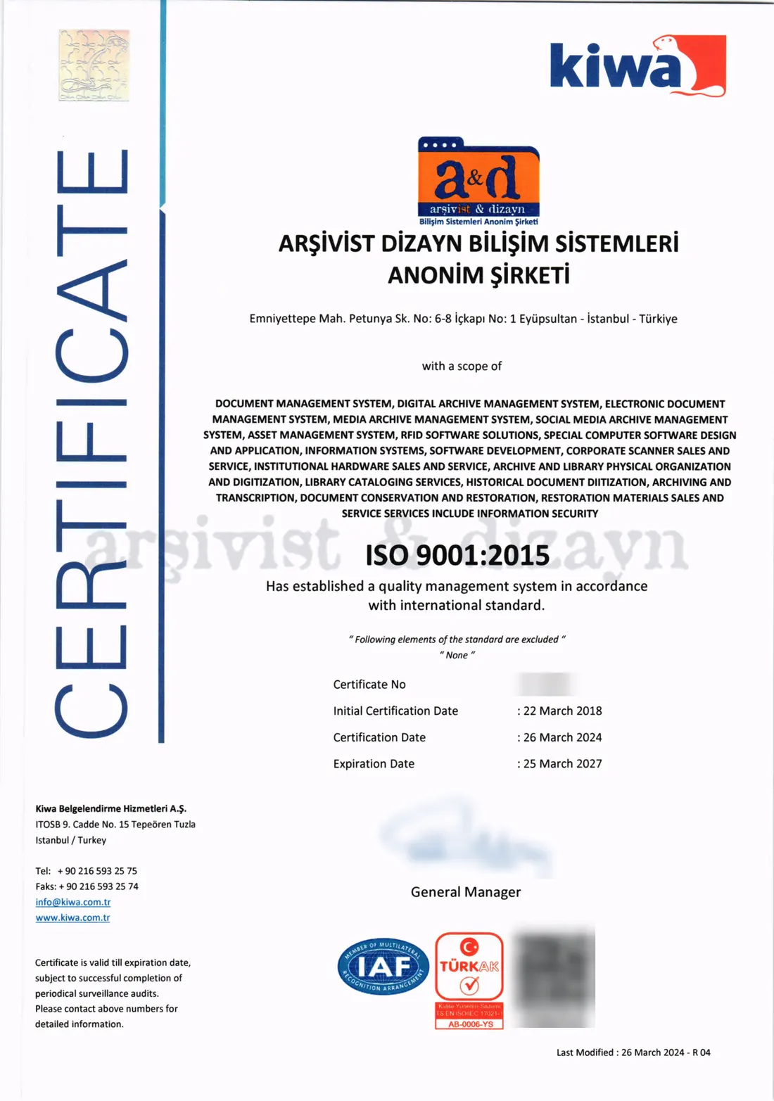 ISO 9001:2015 Quality Management System