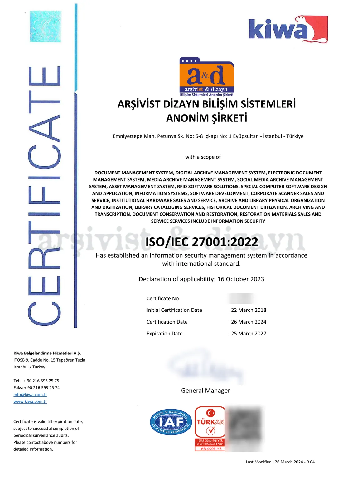 ISO/IEC 27001:2022 Information Security Management System