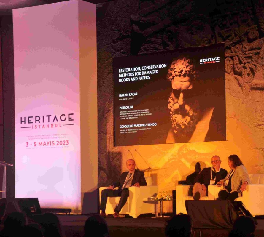 Arşivist & Dizayn CEO Hakan Kaçar speaking on a restoration panel at Heritage Istanbul 2023