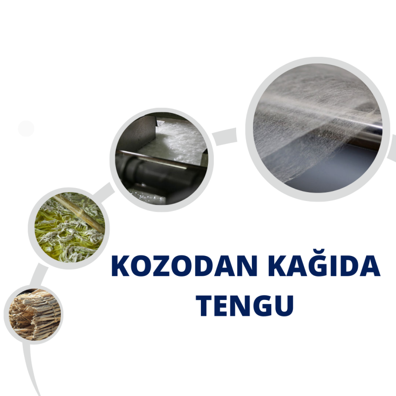 Close-up view of Tengu Japanese paper, showing its thin, transparent texture and kozo fibres