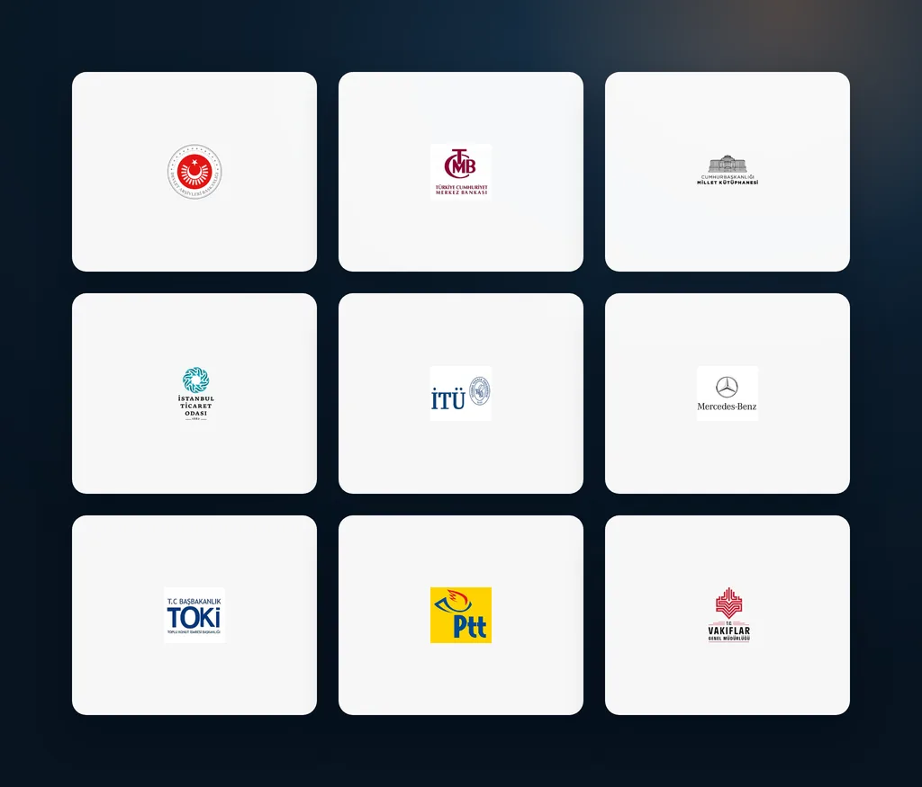 Arşivist & Dizayn'ın 200'den fazla kurumdan referansları: Devlet Arşivleri, Merkez Bankası, Millet Kütüphanesi, İstanbul Ticaret Odası, İTÜ, Mercedes-Benz, TOKİ, PTT ve Vakıflar Genel Müdürlüğü logoları